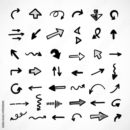 Vector set of hand-drawn arrows, elements for presentation