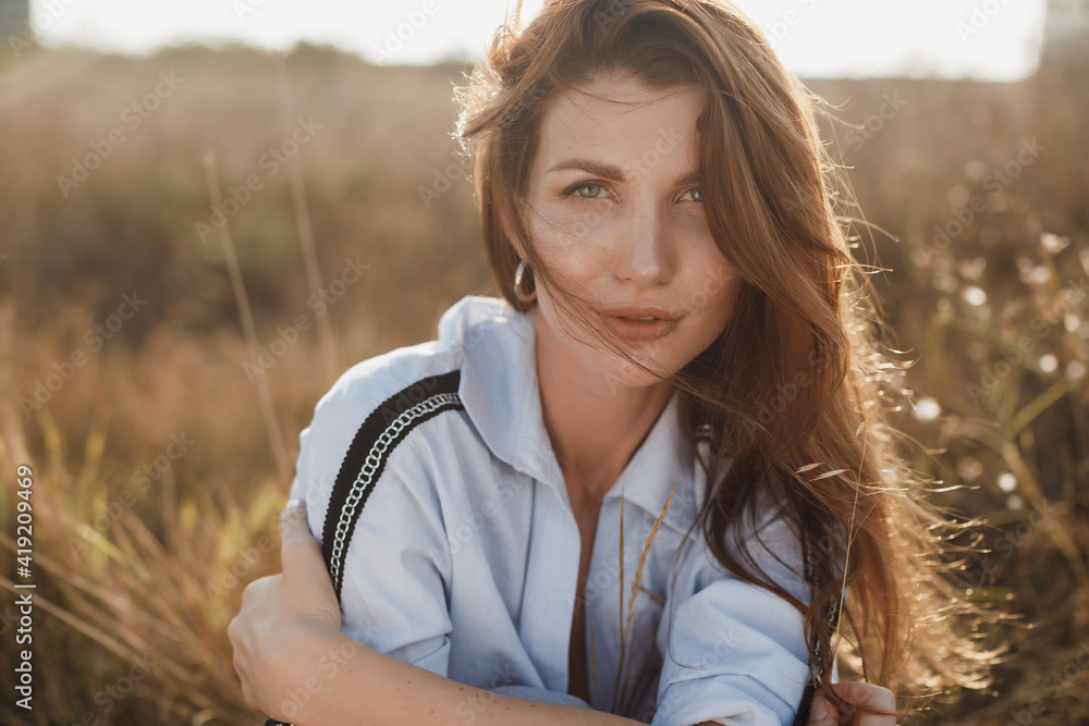 Portrait of a happy calm pretty woman outdoor Portrait of a happy calm pretty woman outdoor