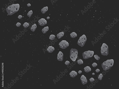 Asteroids. The starry sky, space. Background. It can be used as illustration or graphics for web and games.