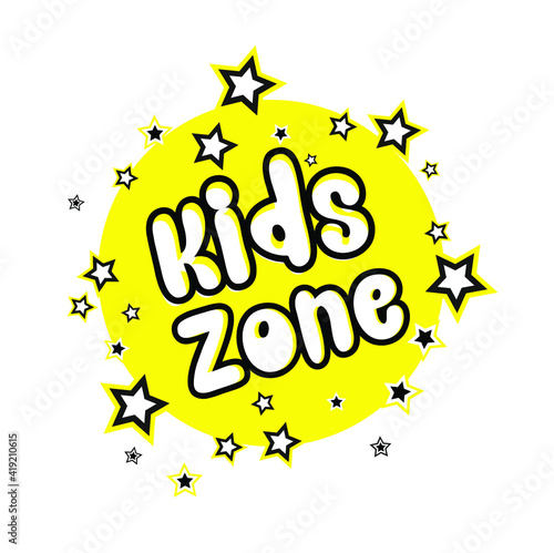 kids zone sign on white background