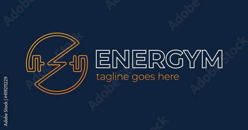 Fitness and Gym Logo Design Vector. symbol logo vector of bolt energy recharge training dumbbell simple geometric design