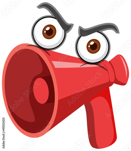 Megaphone cartoon character with facial expression