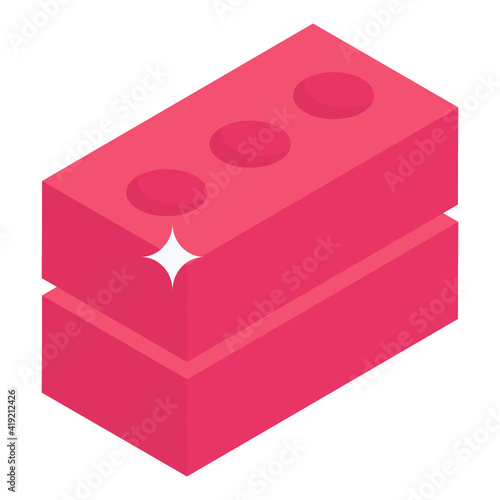 
Bricks in isometric unique icon, editable vector 

