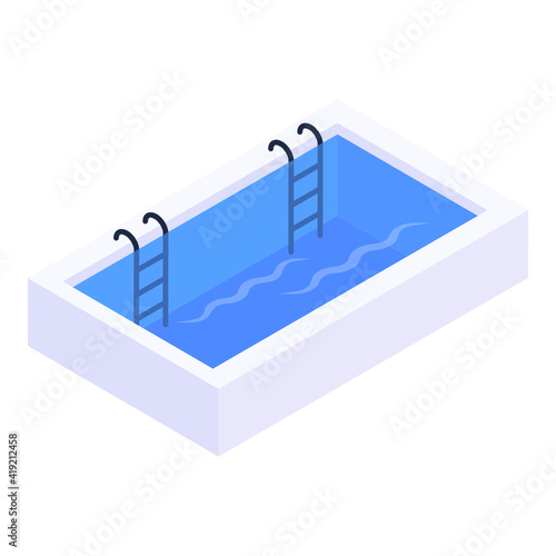 
Editable isometric icon of swimming pool 

