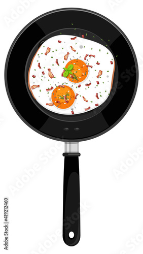 Breakfast in the pan isolated
