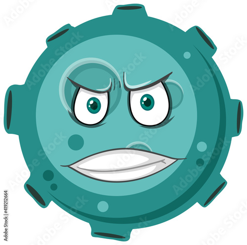 Asteroid cartoon character with angry face expression on white background