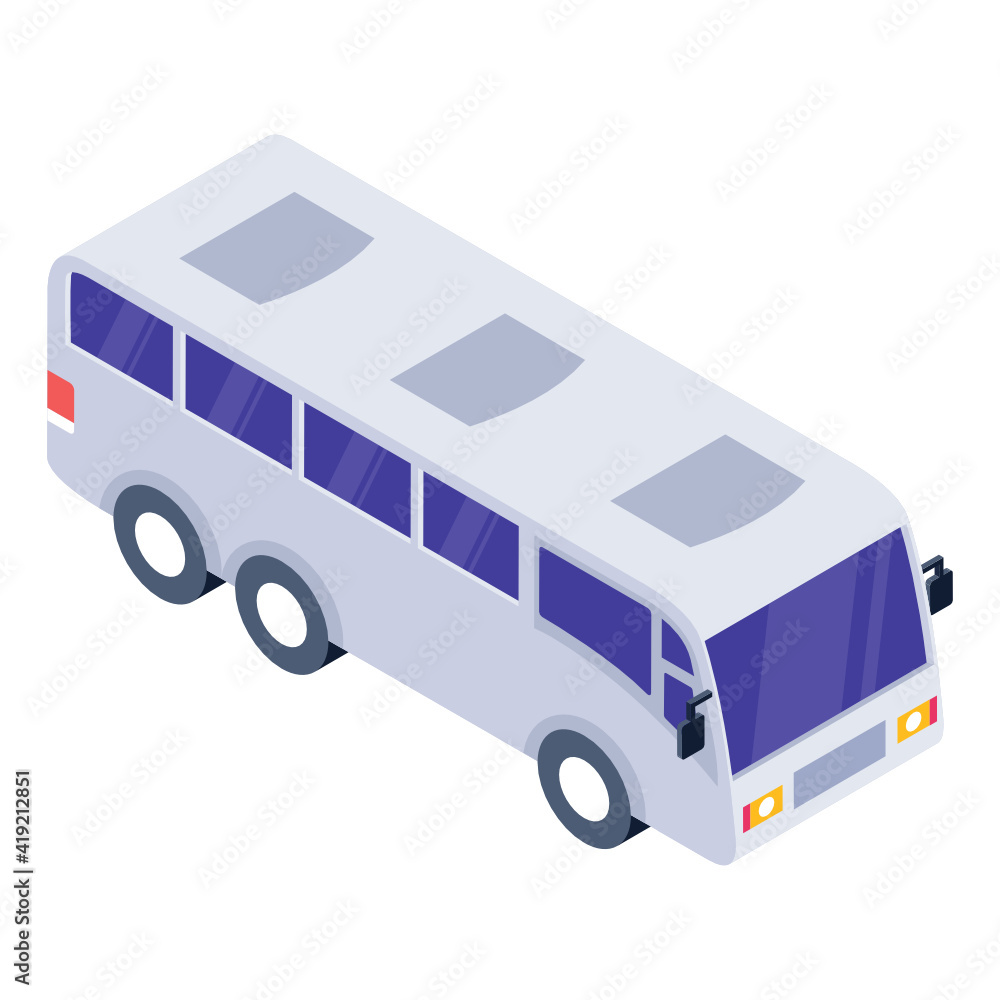 
Bus in trendy isometric icon, editable vector 

