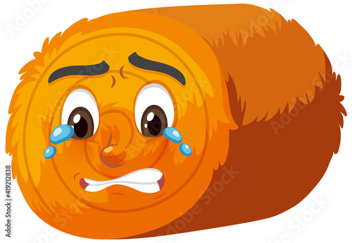 Round hay bale cartoon character with facial expression