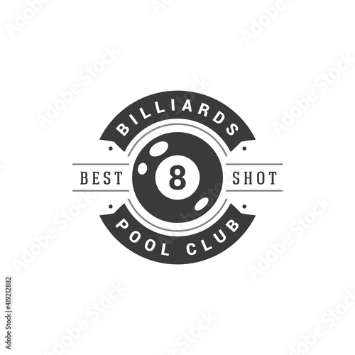 Best pool club vector logo billiard black symbol old traditions competition with ball and play relaxation.