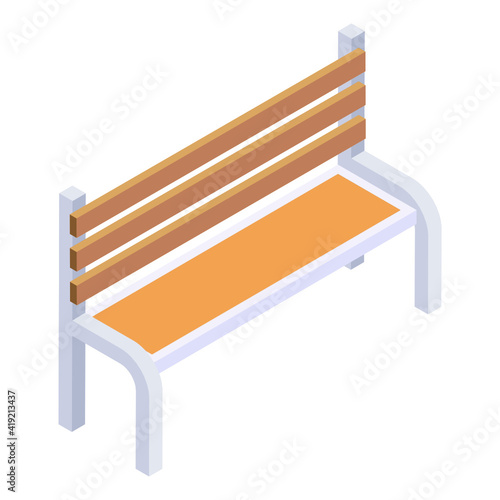 
Wooden seat in isometric style icon 

