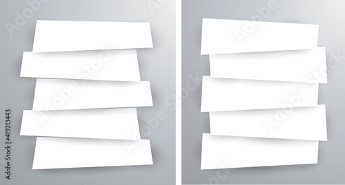 Set of blank stripe paper horisontal banners with realistic shadows. Element for advertising & promotional message isolated on white background. Vector illustration EPS 10 for your design and business