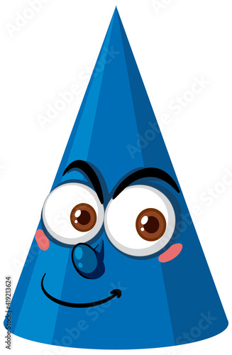 Cone cartoon character with face expression on white background