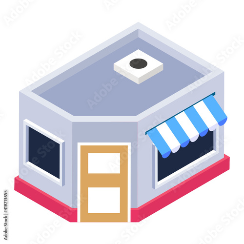 building in isometric editable icon
