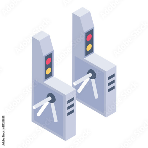 
Turnstile in isometric style icon 


