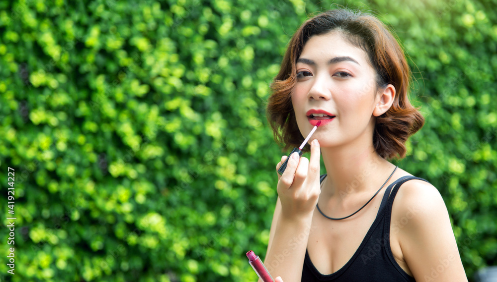 asian woman love beauty make up with lipstick asian woman love beauty make up with lipstick