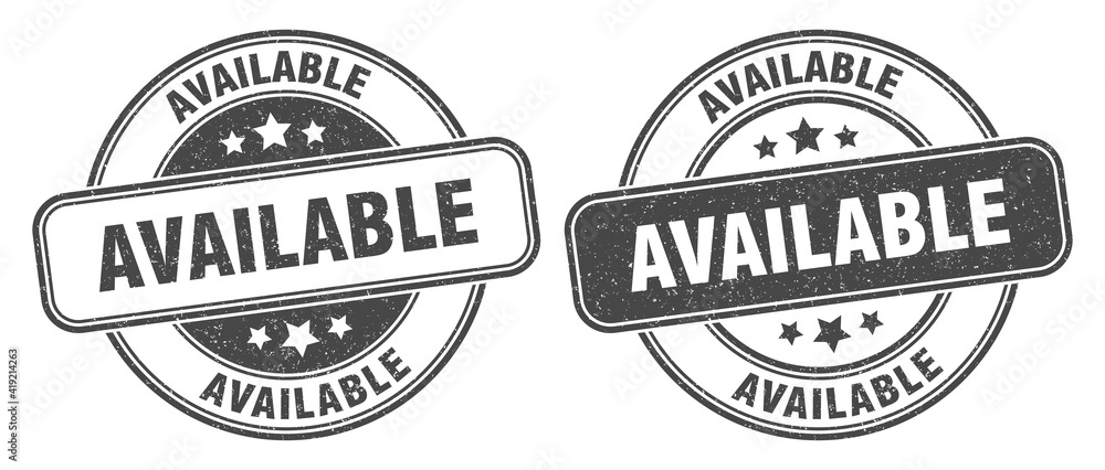 available stamp. available label. round grunge sign available stamp. available label. round grunge sign