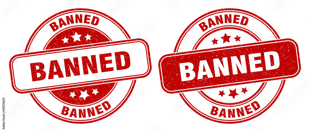 banned stamp. banned label. round grunge sign banned stamp. banned label. round grunge sign