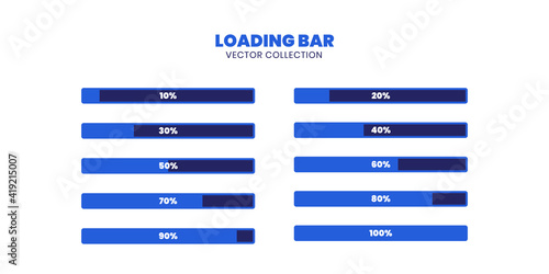 Progress bar, loading bar, loading bar vector collection, vector collection, blue loading bar