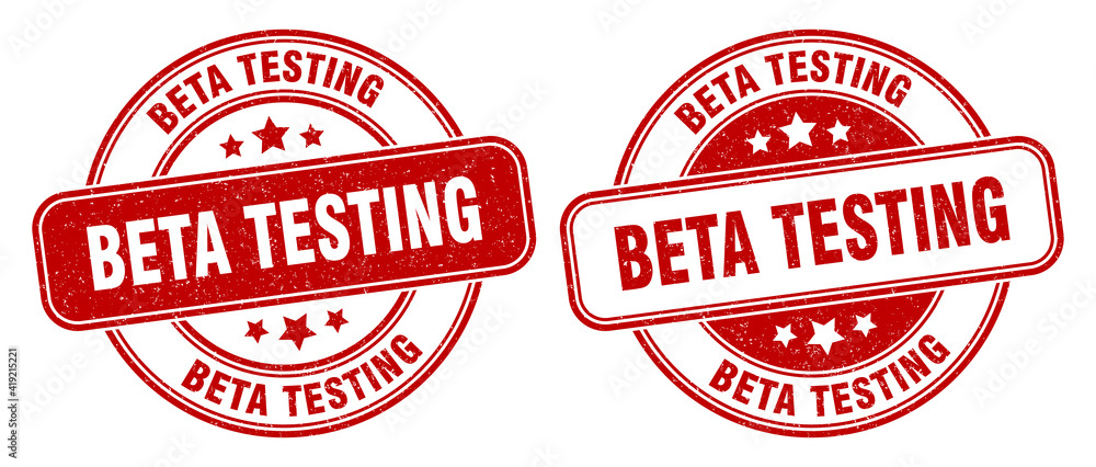 beta testing stamp. beta testing label. round grunge sign beta testing stamp. beta testing label. round grunge sign