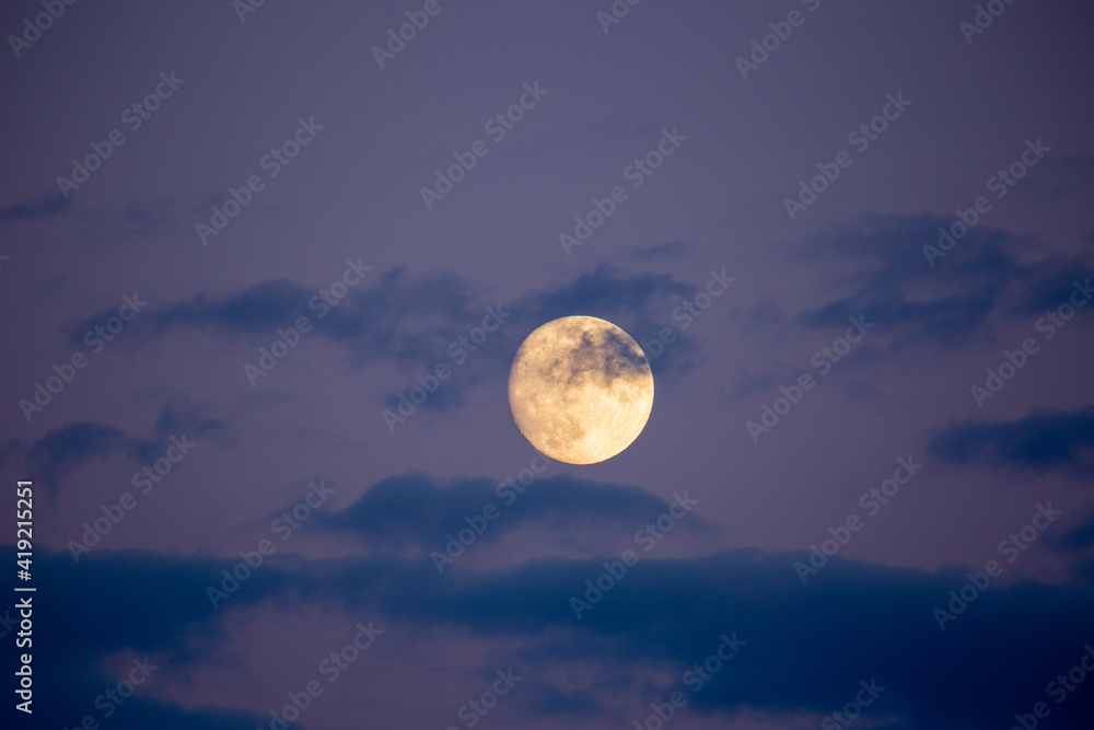 Glowing Moon Against Night Sky