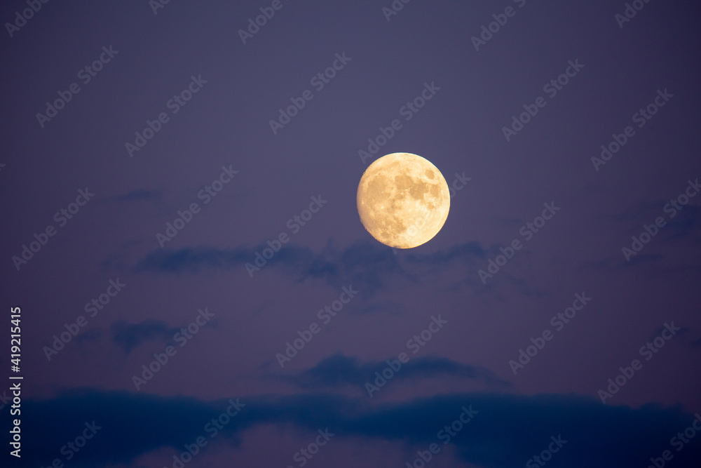 Glowing Moon Against Night Sky Glowing Moon Against Night Sky