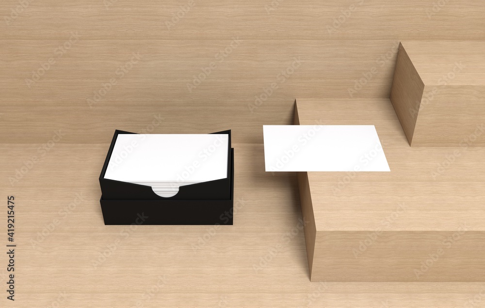 mise en situation, cartes de visites vierges sur fond bois - rendu 3D mise en situation, cartes de visites vierges sur fond bois - rendu 3D