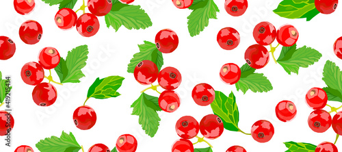 Currant seamless long background. Berry pattern