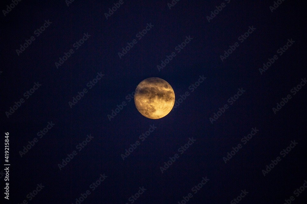 Glowing Moon Against Night Sky Glowing Moon Against Night Sky