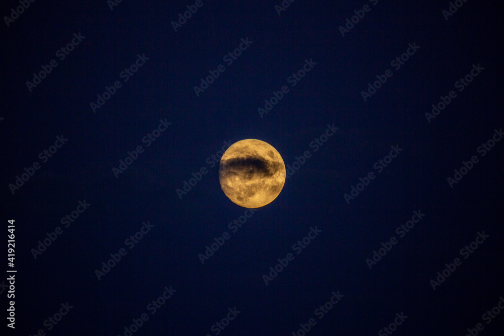 Glowing Moon Against Night Sky Glowing Moon Against Night Sky
