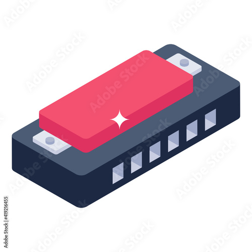 
Isometric icon of harmonica, editable design

