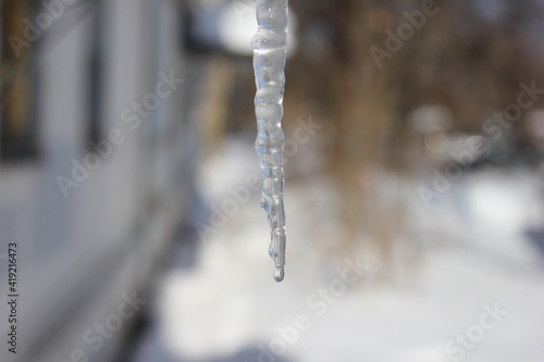 icicle on the roof of the porch