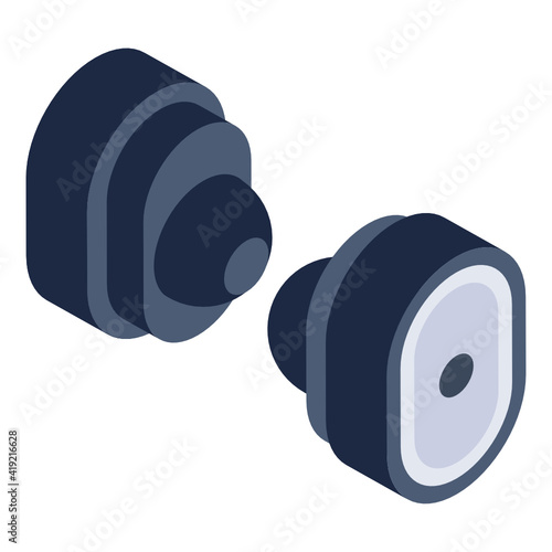 
Ear pods, earbuds, wireless handsfree isometric icon

