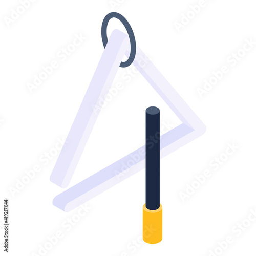 
Triangle music instrument, isometric icon of idiophone 

 photo