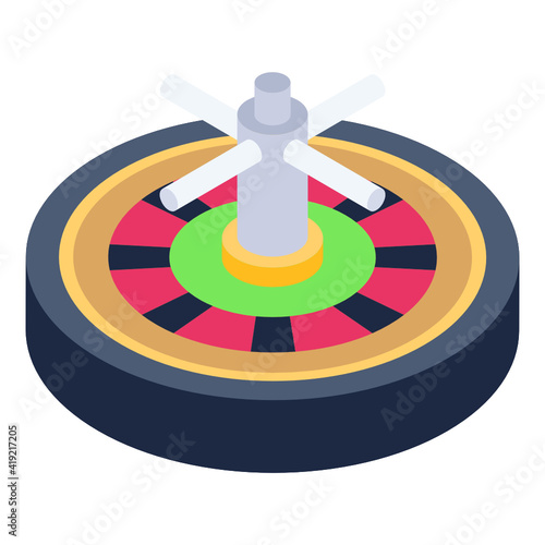 
A casino roulette icon in isometric design

