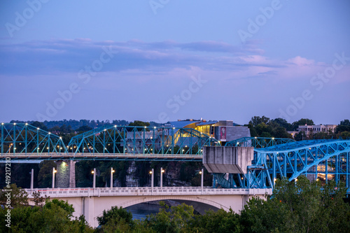 Downtown Chattanooga Sunset Over Bridge
