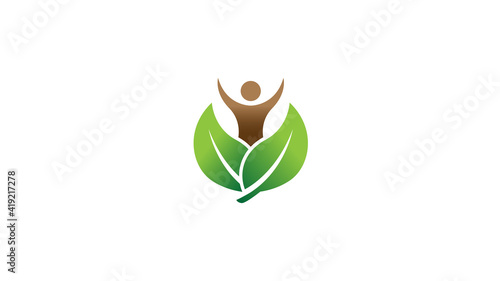 Human Body leaves Wellness Logo Vector Symbol Design Illustration