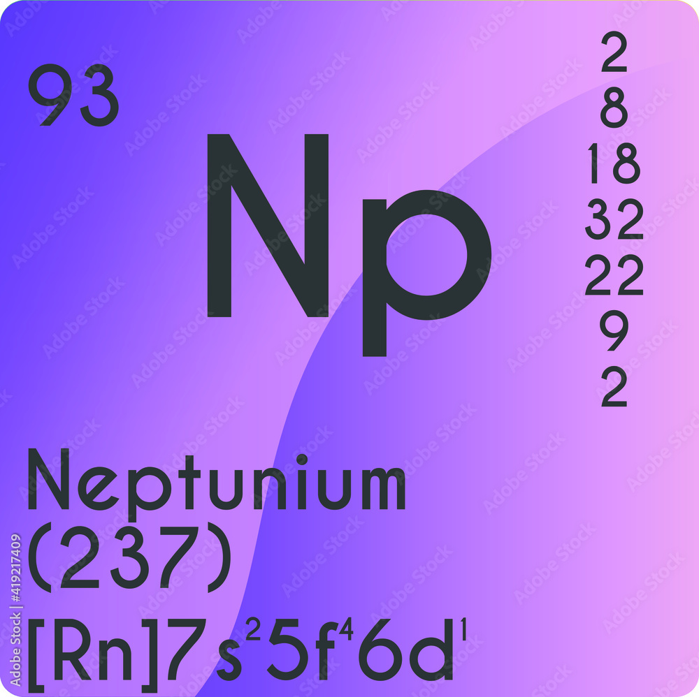 Neptunium Np Actinoid Chemical Element vector illustration diagram