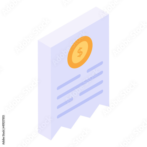 
A dollar bill isometric icon design

