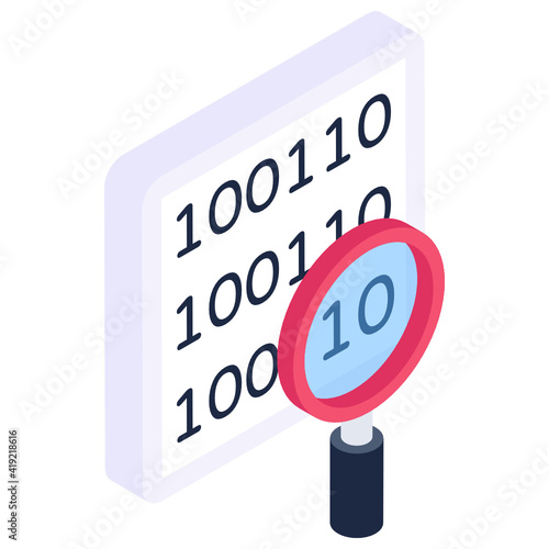 
Numbers with magnifier denoting isometric icon of binary search 

