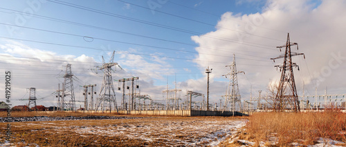 Obraz na płótnie Panoramic image of high voltage substation. w salonie