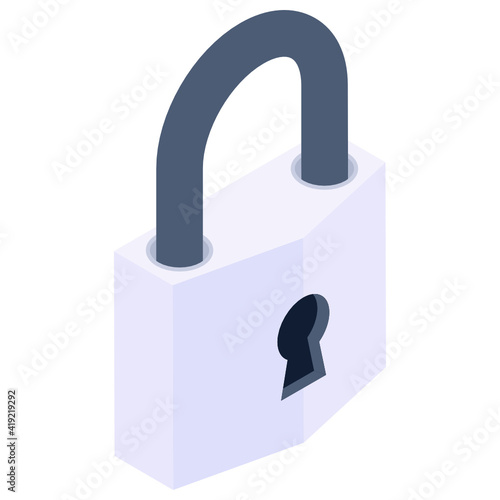 
Padlock in isometric style icon, editable vector 


