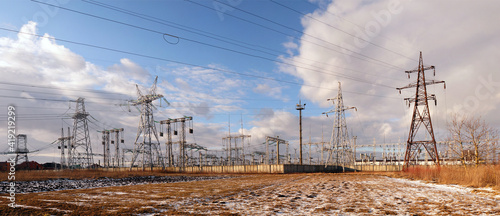Obraz na płótnie Panoramic image of high voltage substation. w salonie
