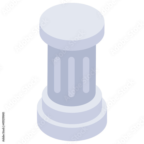 
A vintage column building icon in isometric style

