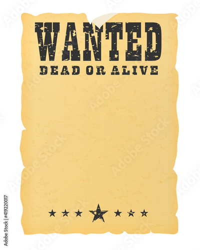 Wanted dead or alive placard blank template.