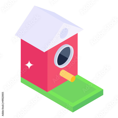 
Birdhouse icon in isometric design.

