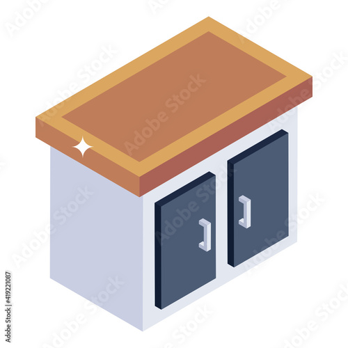 
Editable isometric design of drawer table icon


