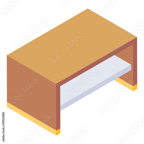 
An isometric design icon of shelves almirah 

