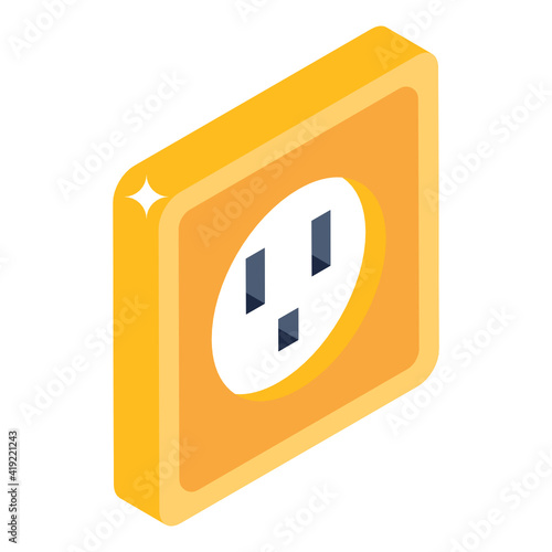 
Plug socket isometric style icon, editable vector 

