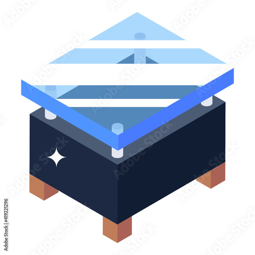 
Editable isometric design icon of square table top 

