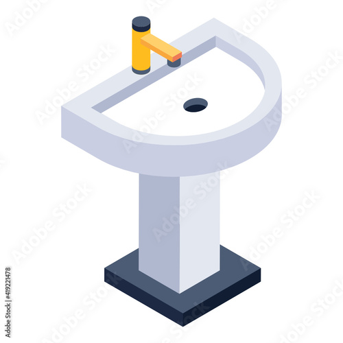
Bathroom accessory, isometric icon of washbasin 

